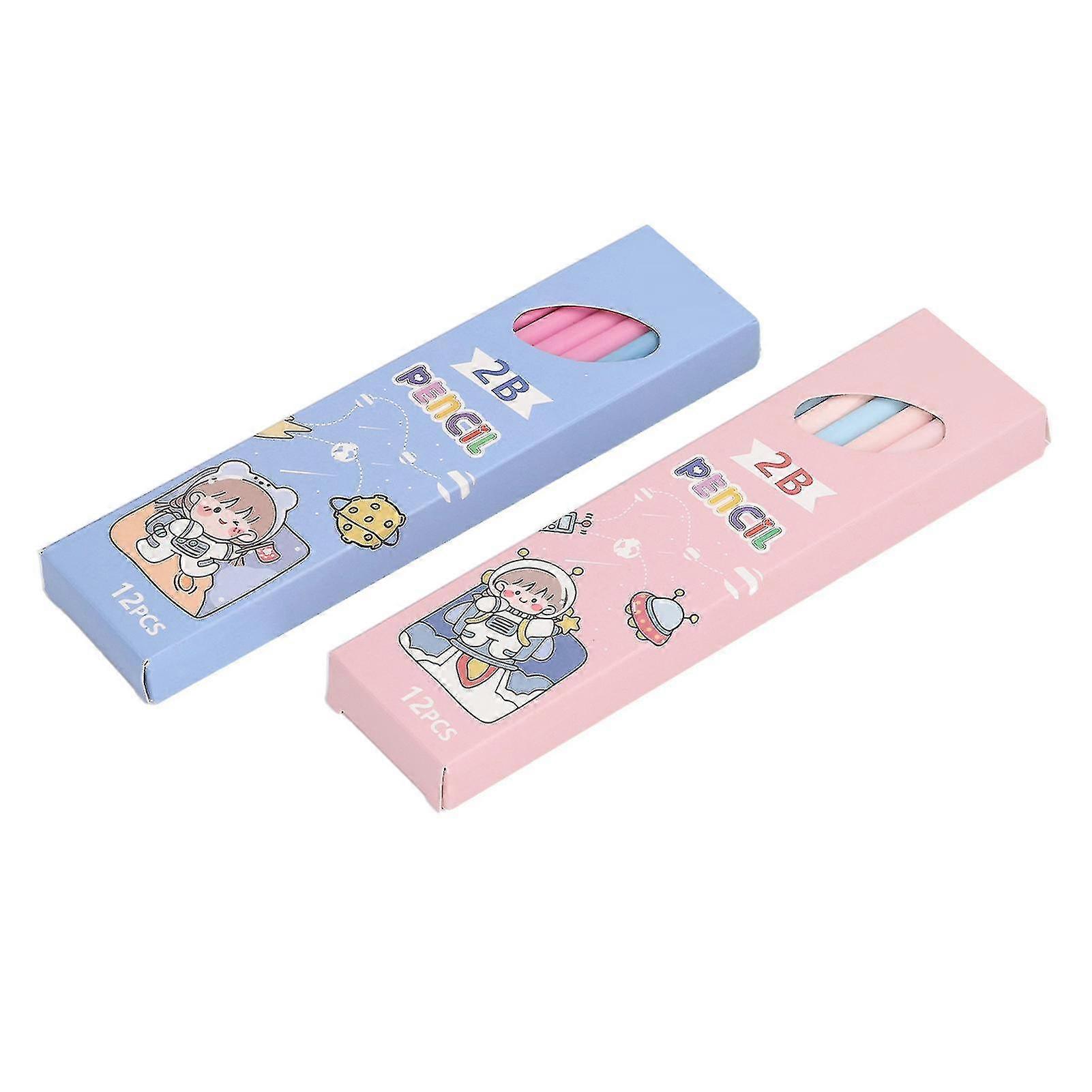 2BGraphitePencilswithEraser-60pcs,PinkBlueTriangular-StudentArtist