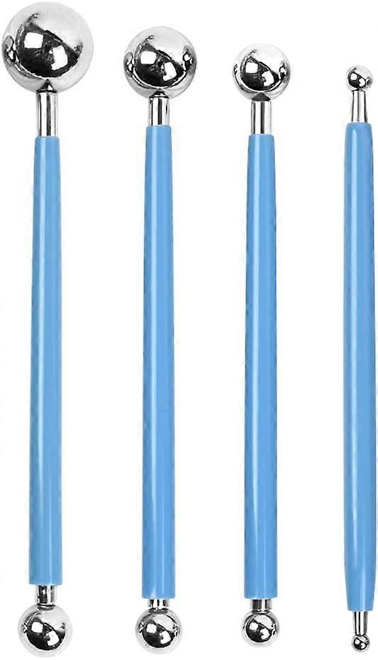 4 pcs Double-Ended Metal Ball Stylus Clay Ceramic Dotting Tools Caulking Kit, Reuse Tile Caulk Finishing Used to Press Tile Grout Coating, Great Tools