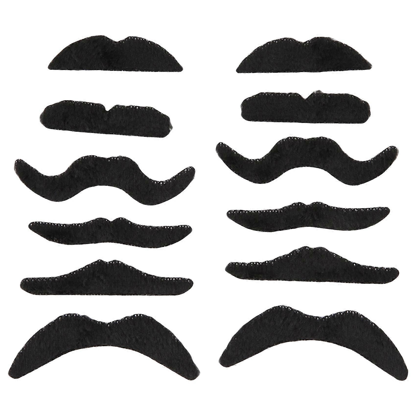 12 Pack Self Adhesive Assorted / Mustache Set Party Birthday