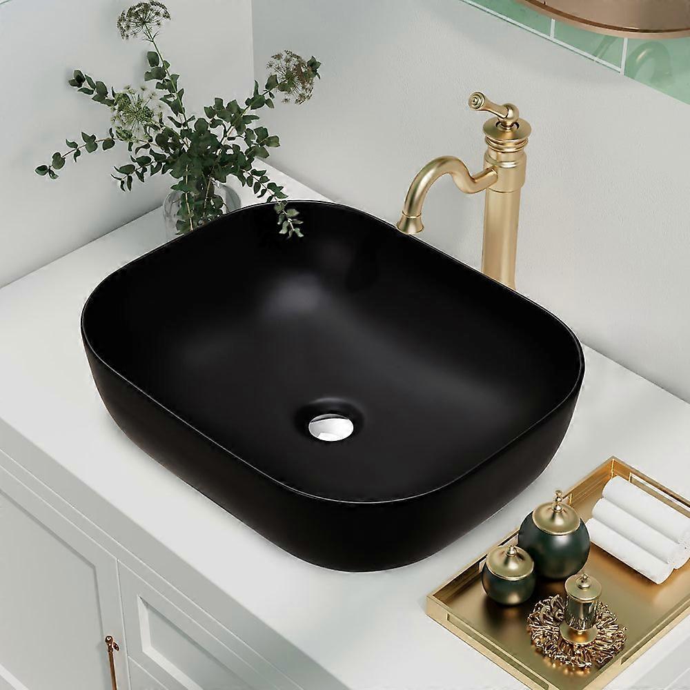 Rectangular Ceramic Countertop Basin Black