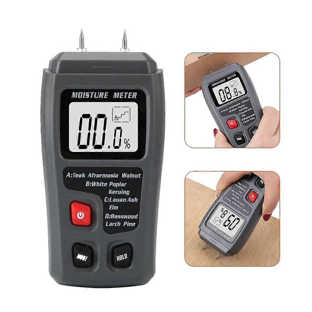 Measuring Tool Timber Damp Detector with Large LCD Display Digital Wood Moisture Meter 0-999% Two Pins Wood Humidity Tester