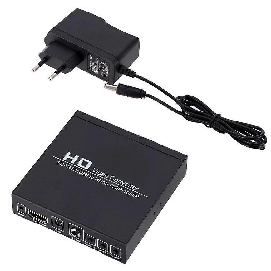 HD 1080P Digital Converter High Definition Video Converter SCART to HDMI-compatible EU/US Power Plug Adapter For HDTV