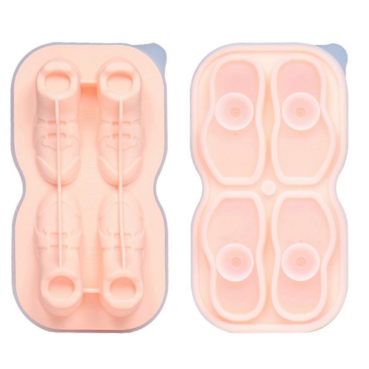 Shoe Ice-Cube Mold 4 Cavity Shoe Shape Ice-Cube Molds Reusable Fun Shape Ice-Cube Tray Easy Silicon