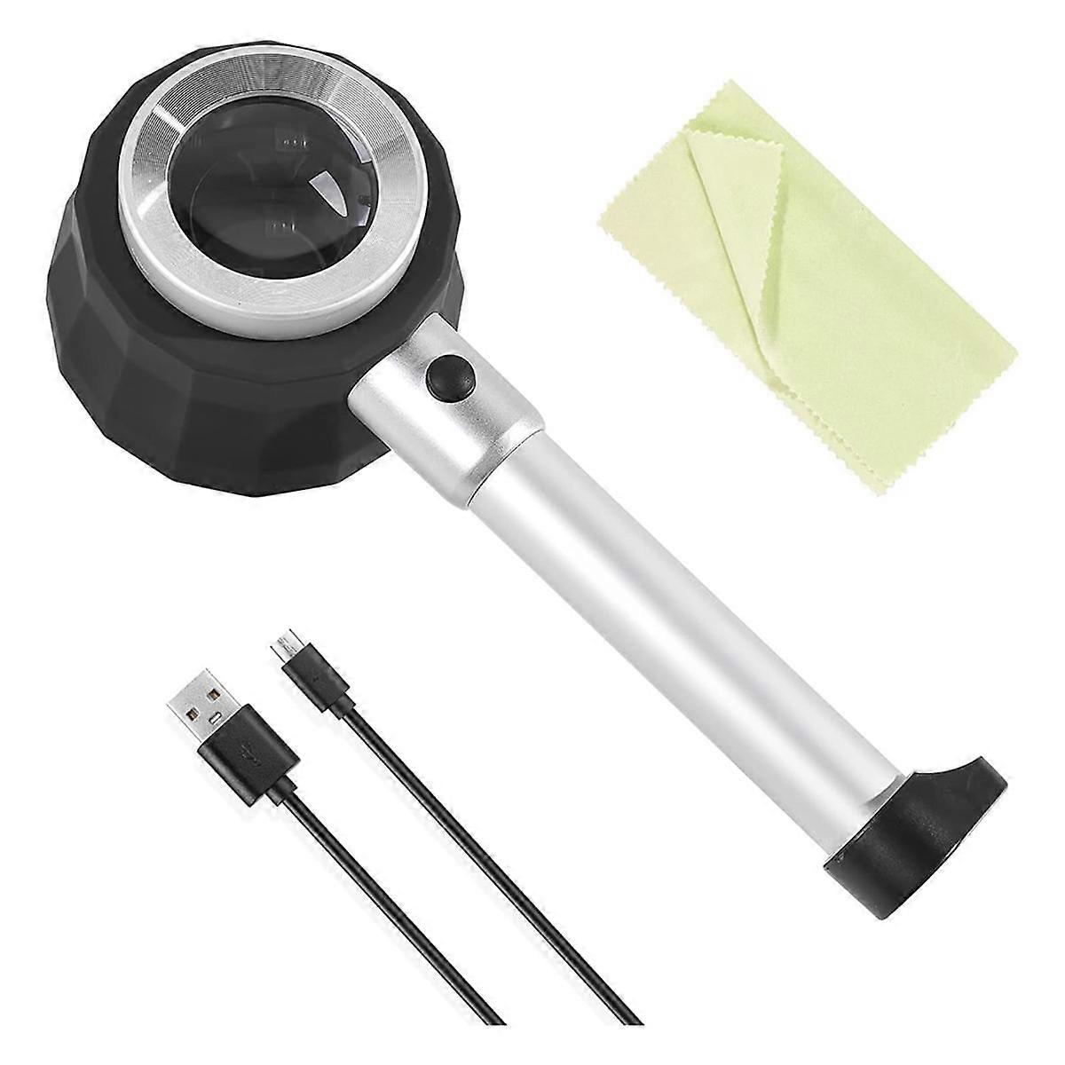 45x Magnifying Glass Magnifier LED Light Jewelry Magnifier Lens with Measuring Scale Optical for Cl