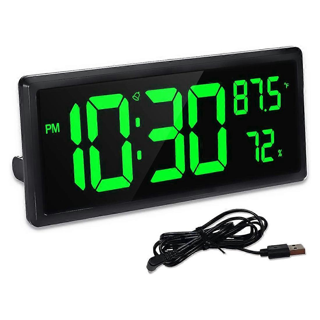 Digital Wall Clock,Digital Clock Display with Temperature and Humidity,14.3 Inch LED Numbers for H