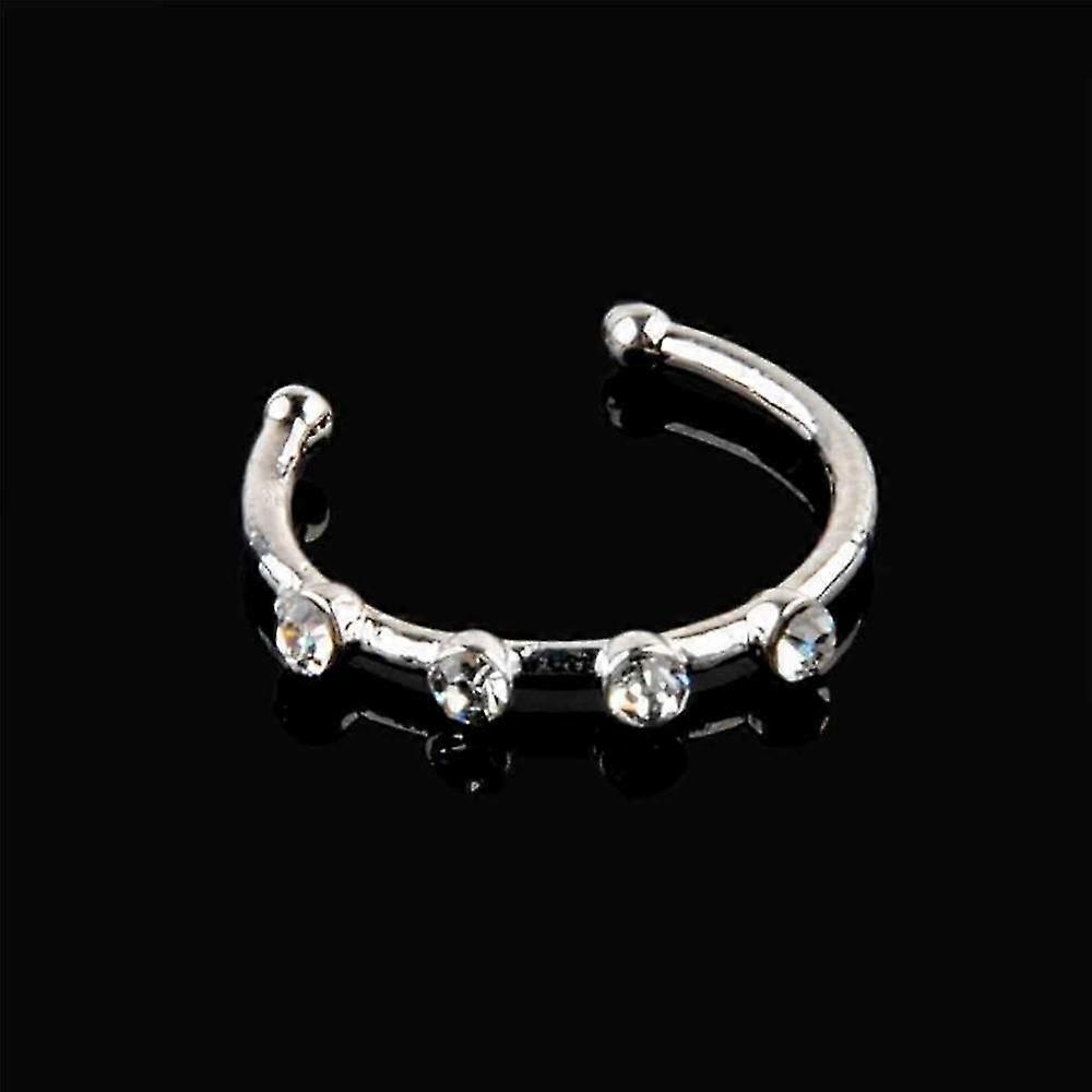 Crystal Rhinestone Hoop Nose Punk Nose Clip Nostril Hoop