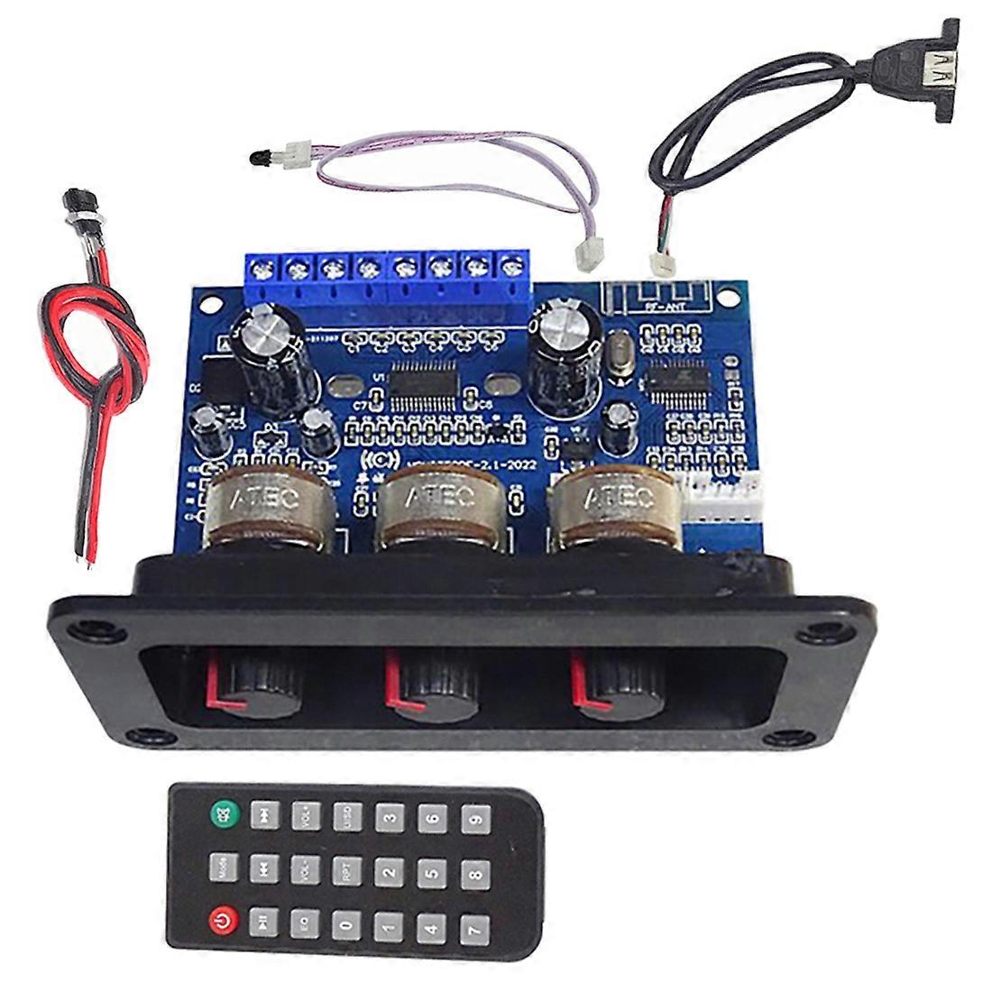 2X25W+50W 2.1 Channel Bluetooth 5.0 Subwoofer Class D Audio Amplifier Board Kit with DC Female+USB