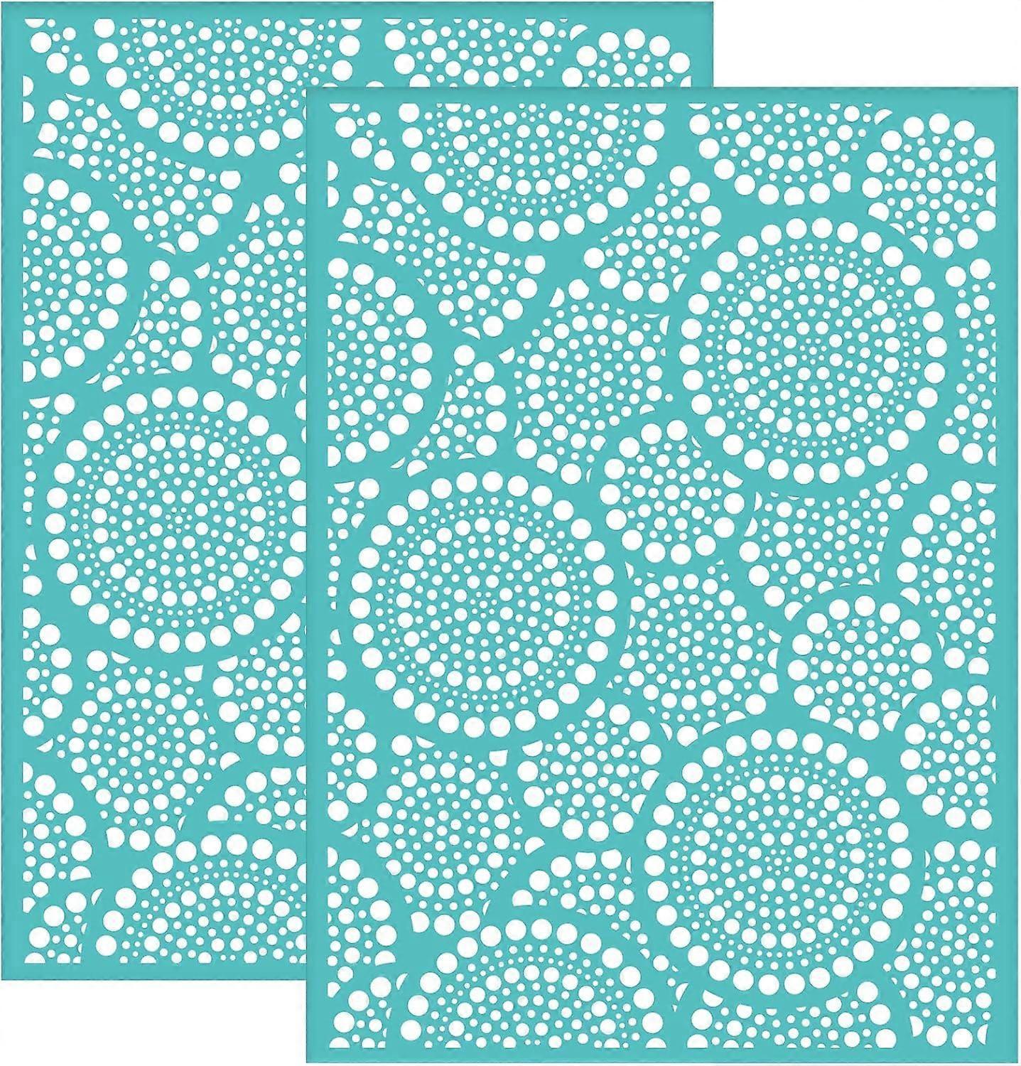 2pcs Silk Screen Printing Stencils Abstract Circles Pattern Self Adhesive Mesh Transfers Stencil Reusable Round Silkscreen Stencils for Printing on Wo