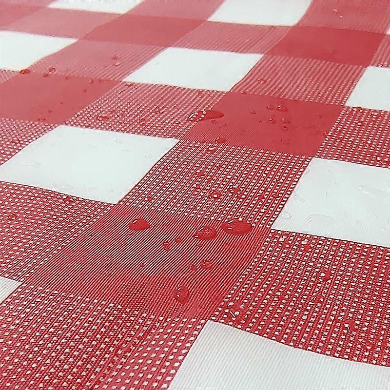 Rectangular tablecloth, PVC, waterproof, checkered designred