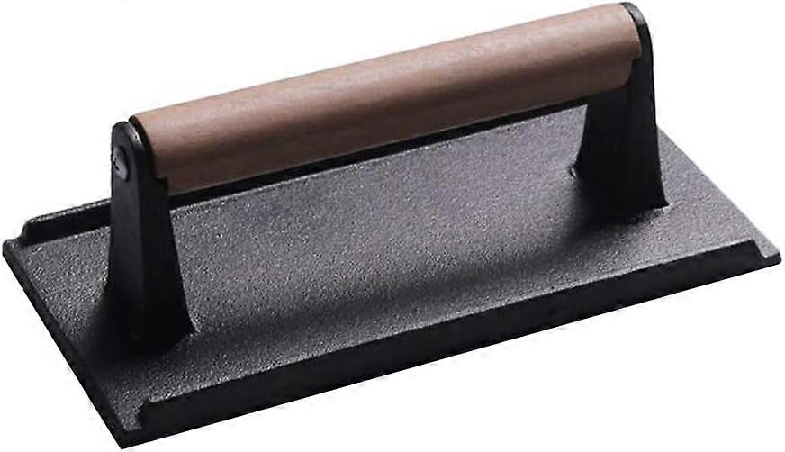 1pcs Cast Iron Grill Weights, Safe Touch Perfect Meat Press with Wooden Handle for Crispy Bacon, Evenly Cooked Steak and Healthier Burgers European Ve