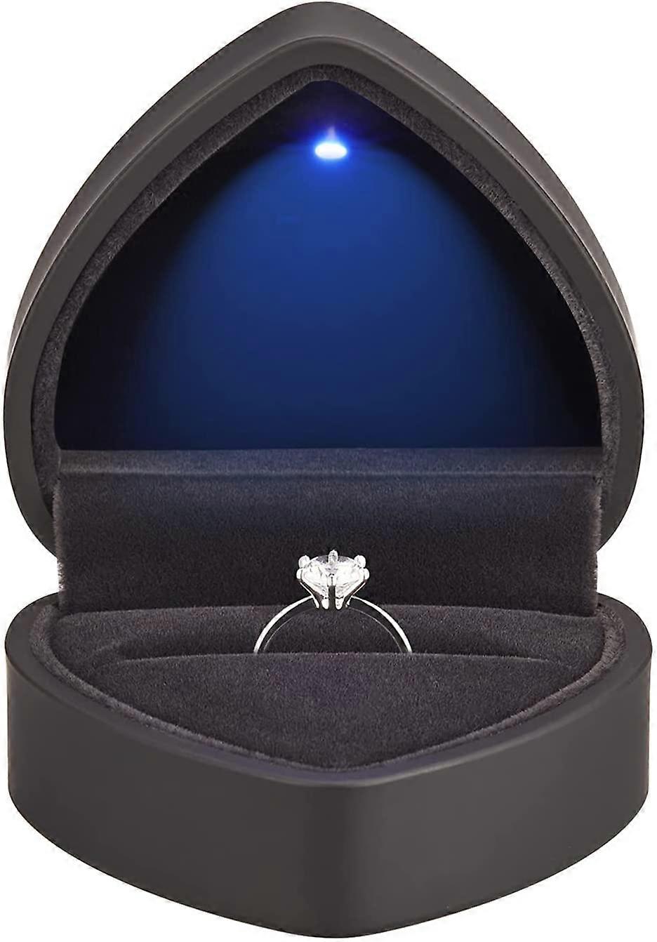 صندوق هدايا خاتم على شكل قلب مع ضوء LED ، أقراط مخملية حالة مجوهرات مع ضوء ، صندوق عرض مجوهرات لحفل الزفاف ، الخطوبة ، الاقتراح ، عيد ميلاد أ