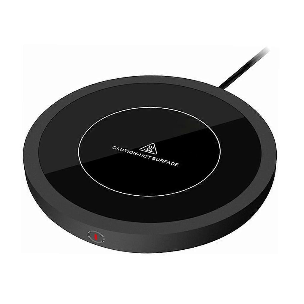 Electric Cup Mug Heater Mat Drinking Heating Pad Adjustable Temperature Black Round