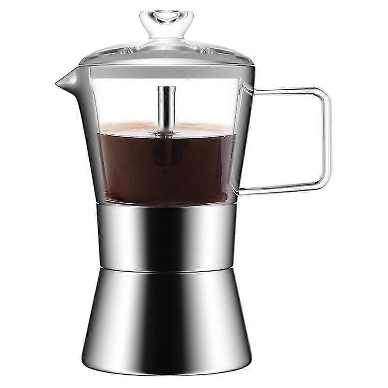 Maker Glass-top & Stainless Steel Espresso Moka Pot,classic Italian Coffee Maker, 240ml