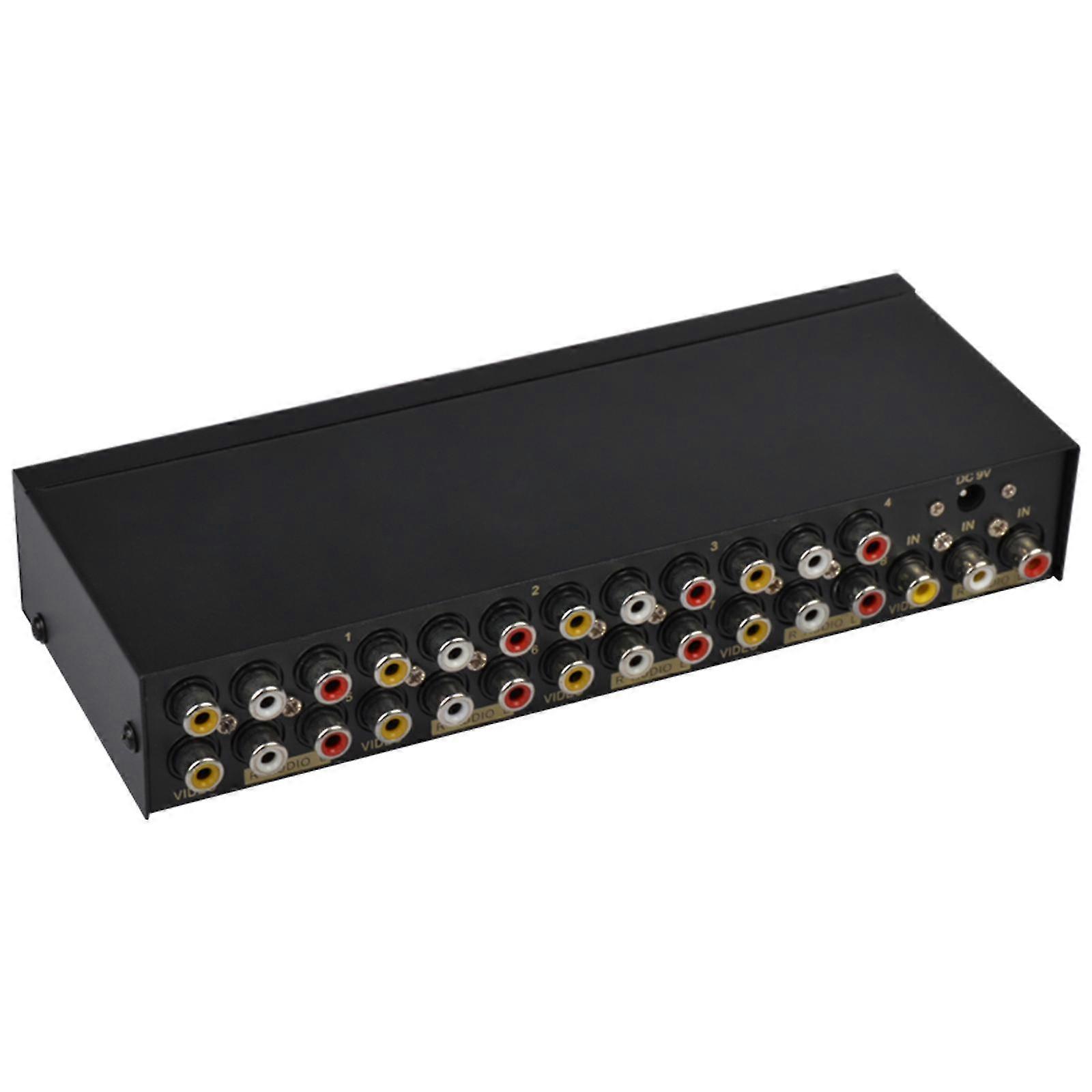 8-Wege-Composite-Cinch-Av-Splitter 1x8 Video 1-In-8-Out-Splitter-Verteiler Hdtv-QH