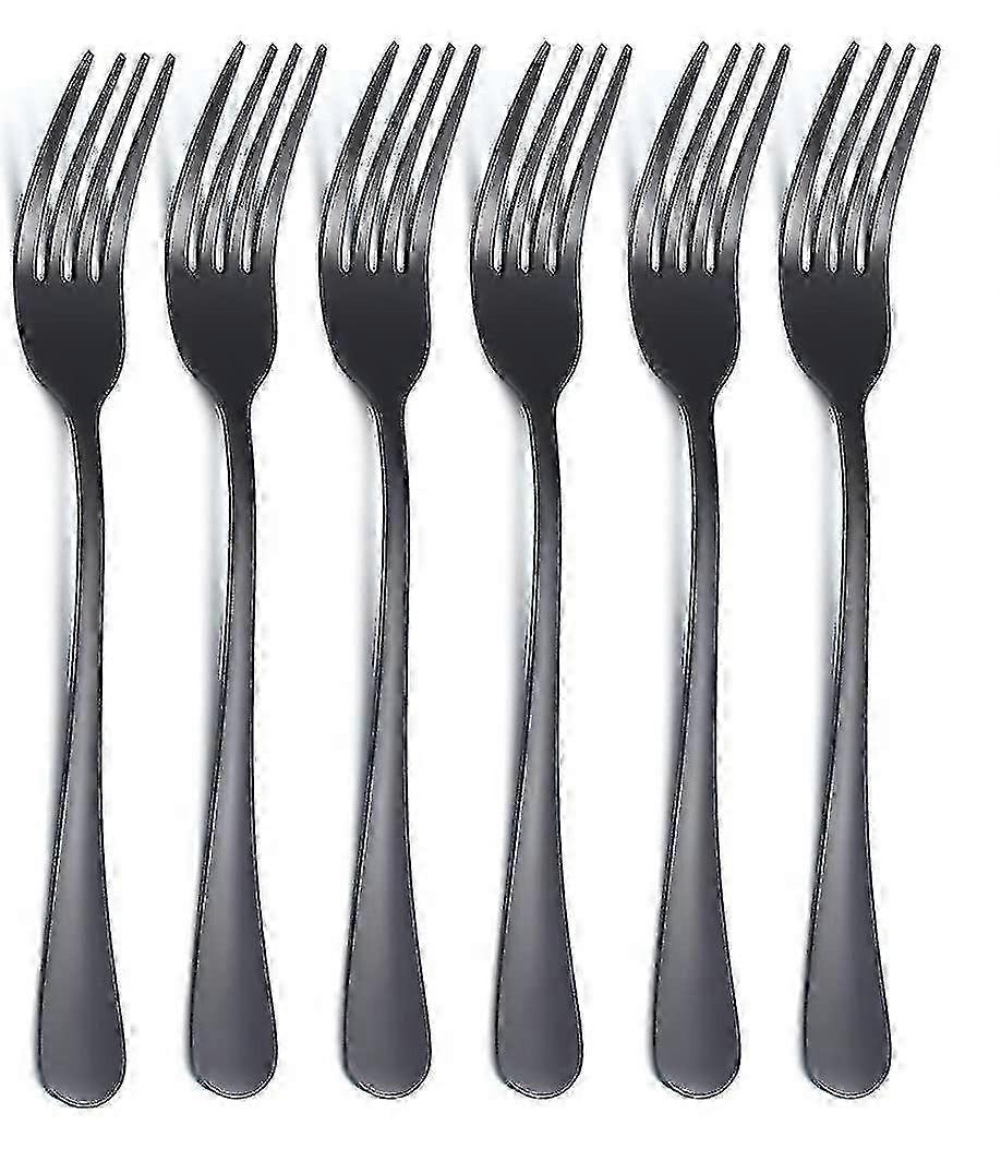 Black Dinner Forks 6-pack, rustfritt stål 8.17" Titanium Bestikk