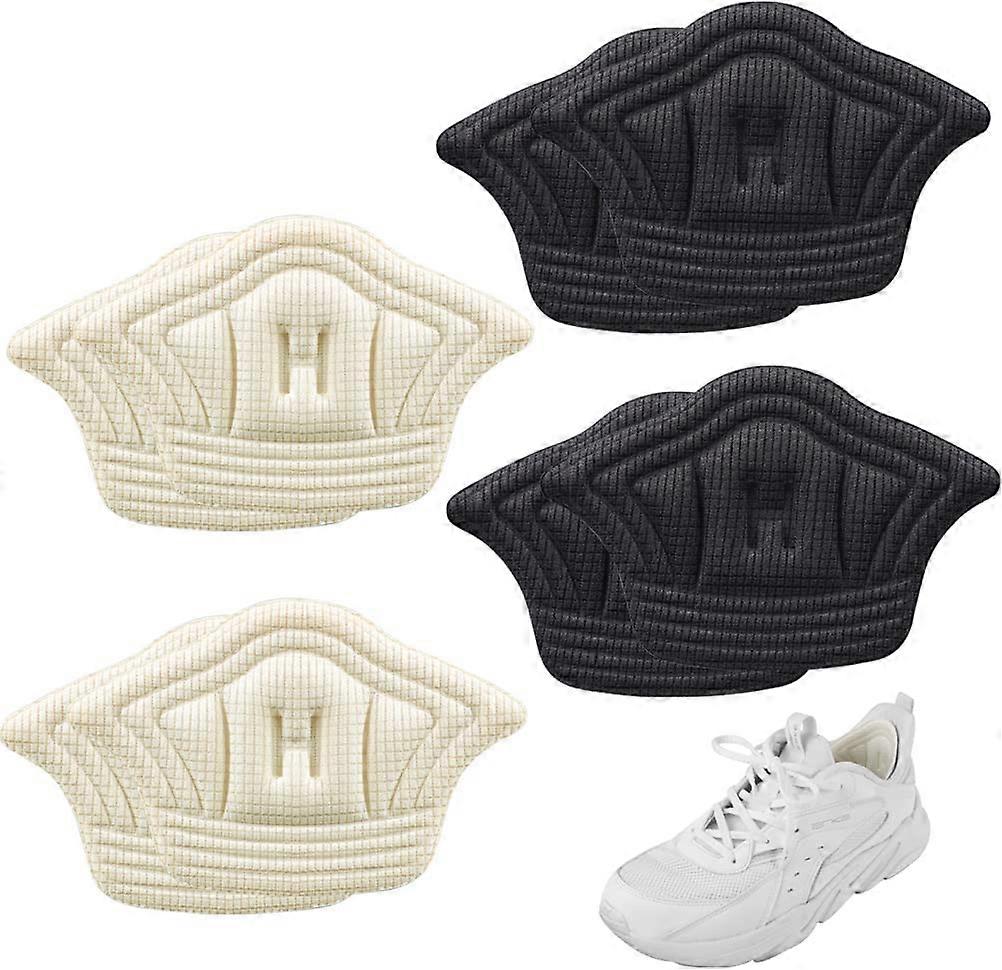 4 Pairs Heel Pads, Self Adhesive Heel Cushion Pads Heel Inserts Protectors Heels Anti-Slip Self-Adhesive Insoles to Prevent ChafingBlack,Beige