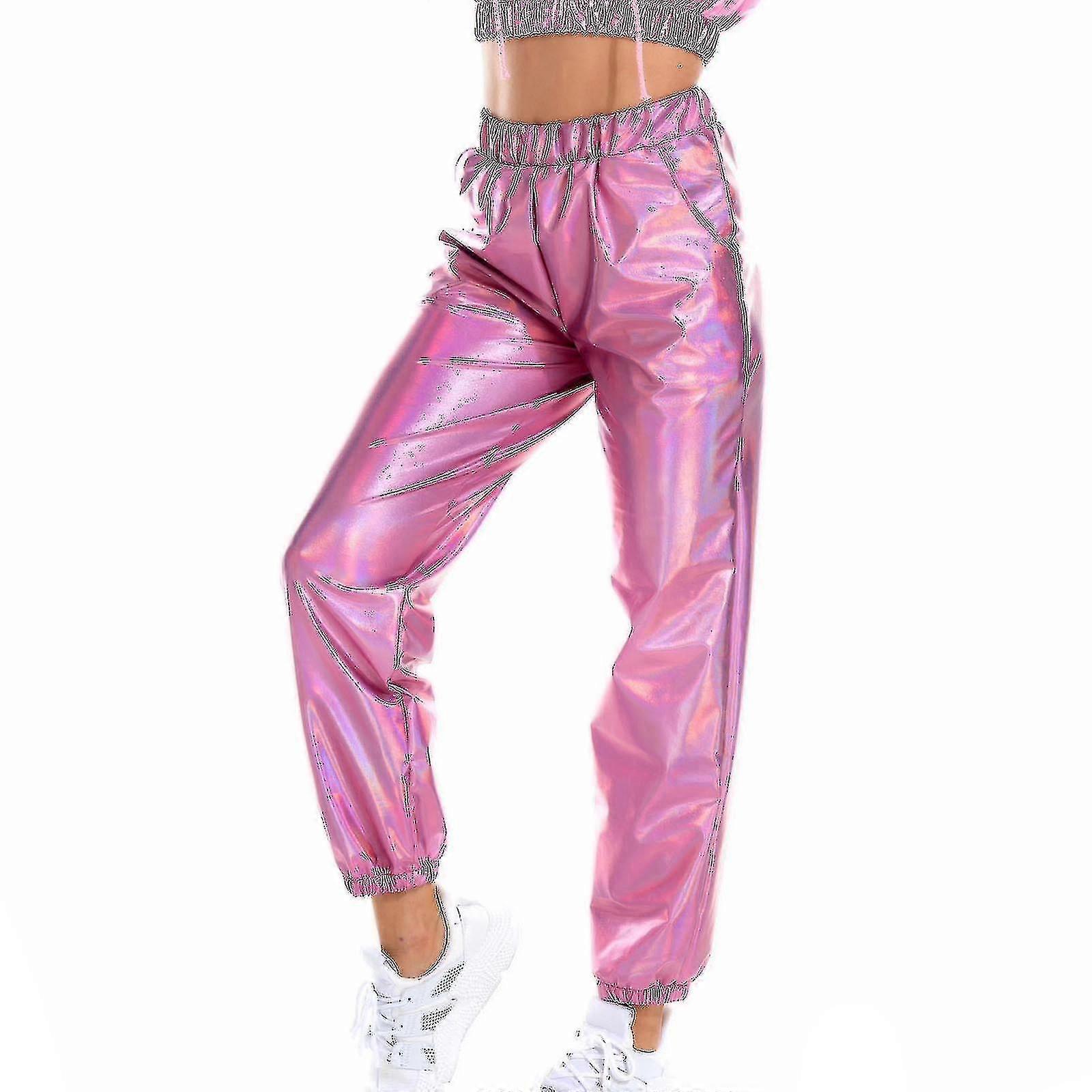 Women's  Fashion Holographic Streetwear  Club Cool Shiny Causal Pants