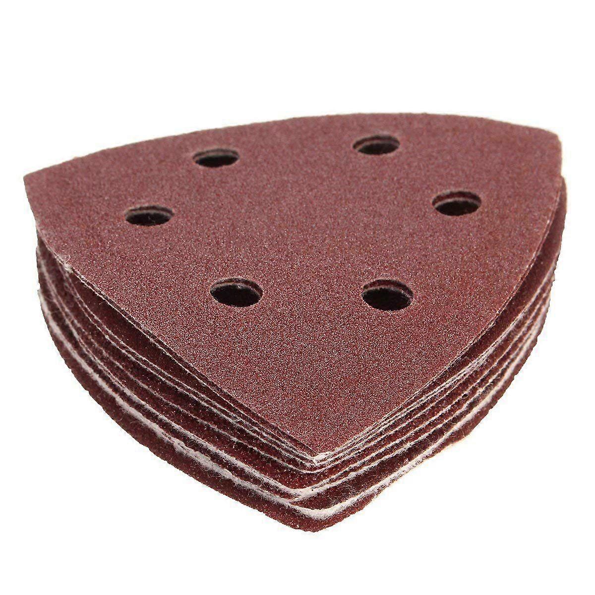 10x Nylon Sand Paper Pads - 90mm Triangles - 40, 60, 80, 100 & 120 Grit Sanding Sheets