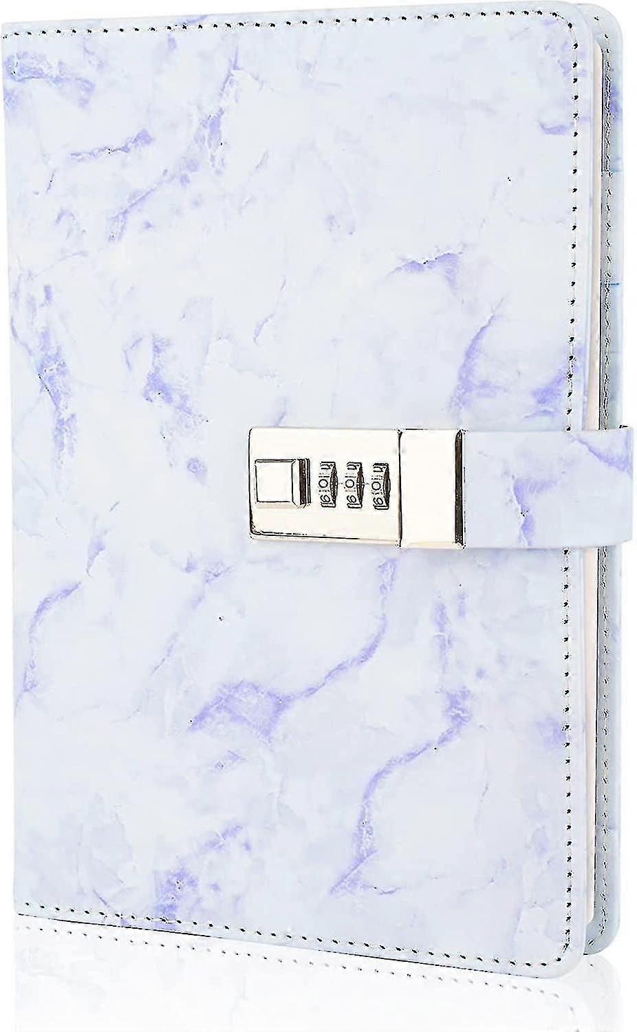 يوميات الرخام مع قفل ، مجلة يومية A5 قابلة لإعادة التعبئة للفتيات والنساء ، 192 صفحة دفتر ملاحظات لطيف مع قفل الجمع بين الفتيات والفتيان في سن المراهقة - Purpl