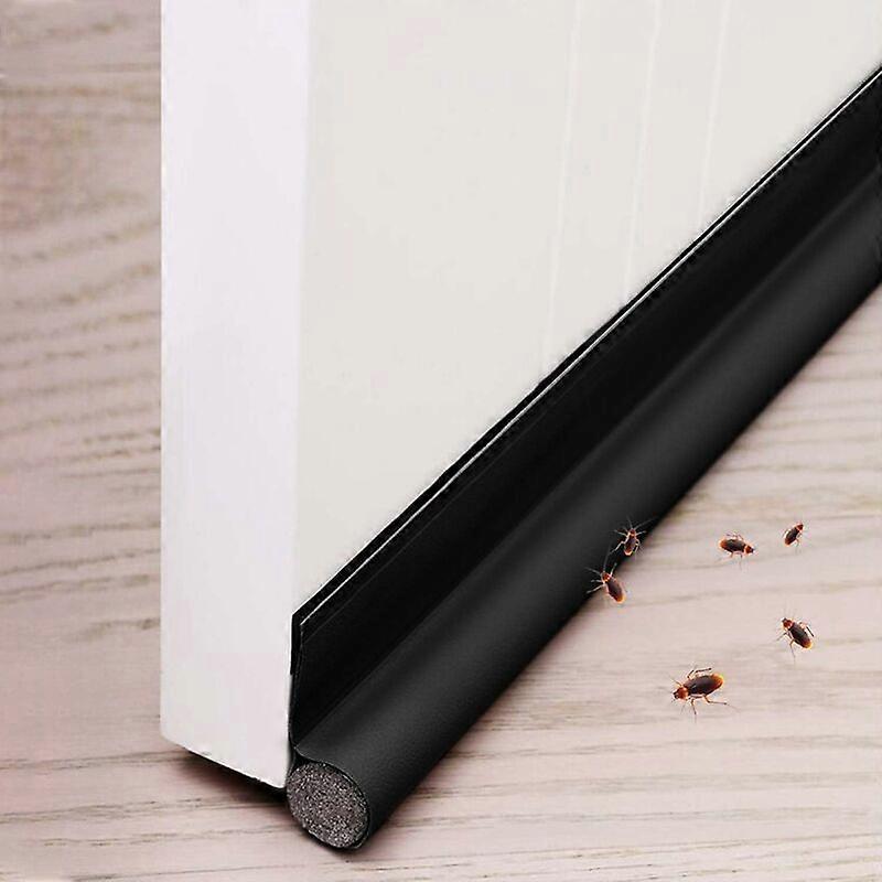 96cm Single-sided Door Bottom with Self-Adhesive Weather Stripping Door Seal Strip Cold Stop Draft Protection Against Drafts and Noise Black