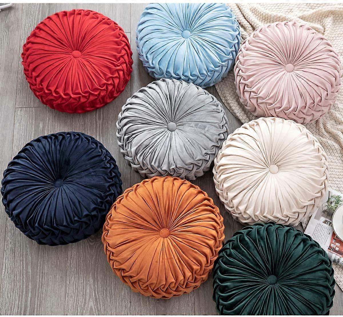 Cuscino rotondo in velluto per sedia, cuscino a forma di zucca, cuscino decorativo per la casa, cuscino per divano, cuscino rotondo a pieghe, per letto, auto, decorazione per la casa