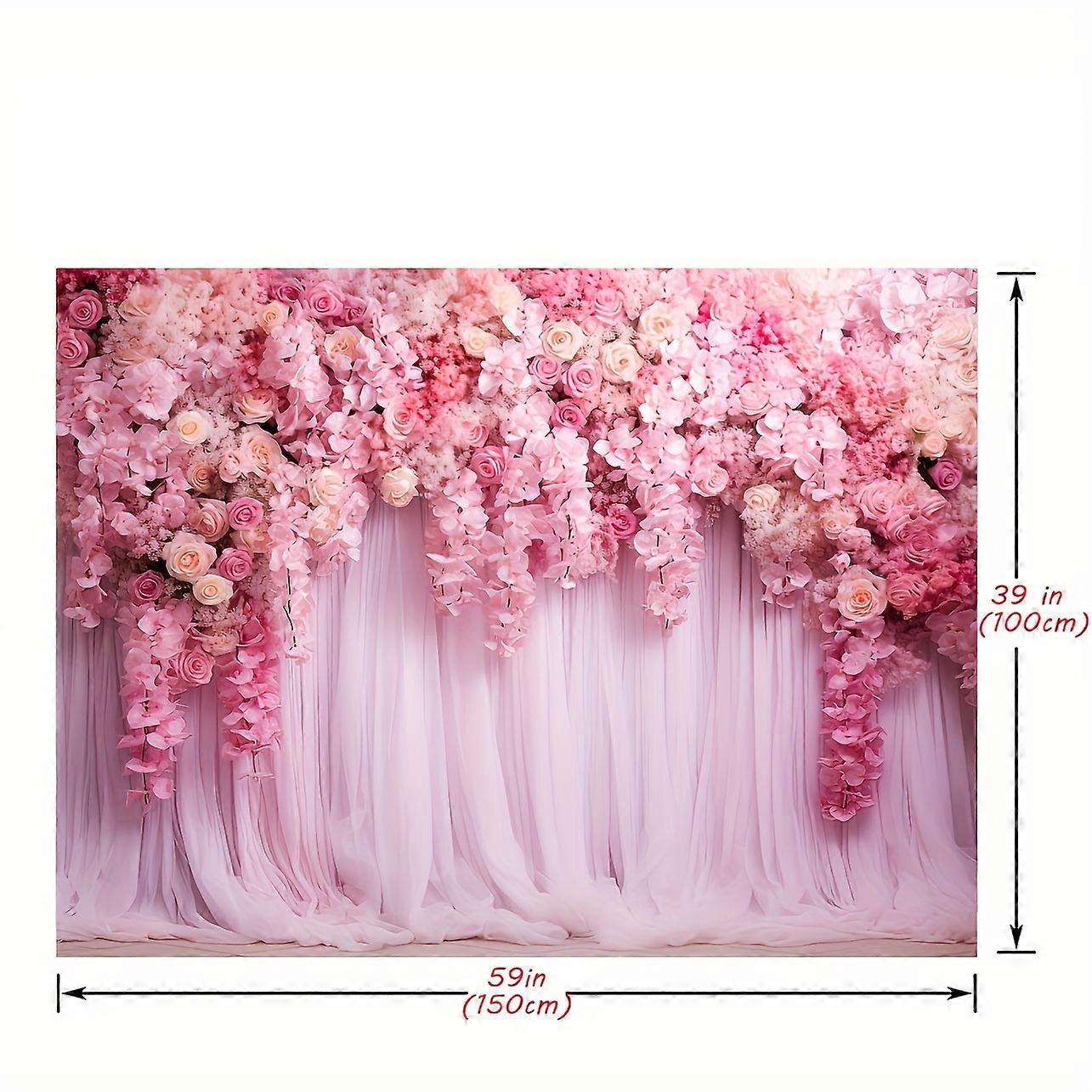 1pc, Floral Pink Backdrop for Weddings, Birthdays, and Parties - Perfect for Photography, Dessert Tables, and Photobooths