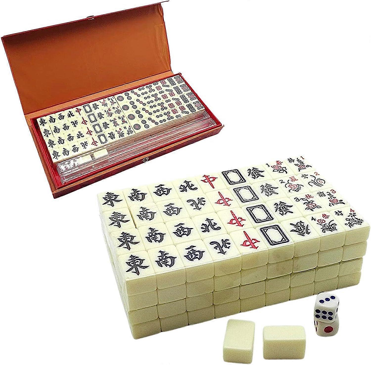 144 Numbered Melamine Large Size Tile With Carrying Travel Case,Complete Mahjong Game Set