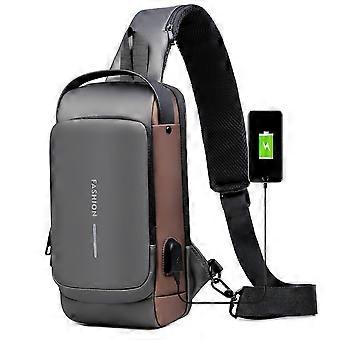 Anti Theft Sling Bag Backpack Black For Daily Life Travel Gray&brown Large  Capacity Combination Lock Crossbody Bags | Fruugo NZ