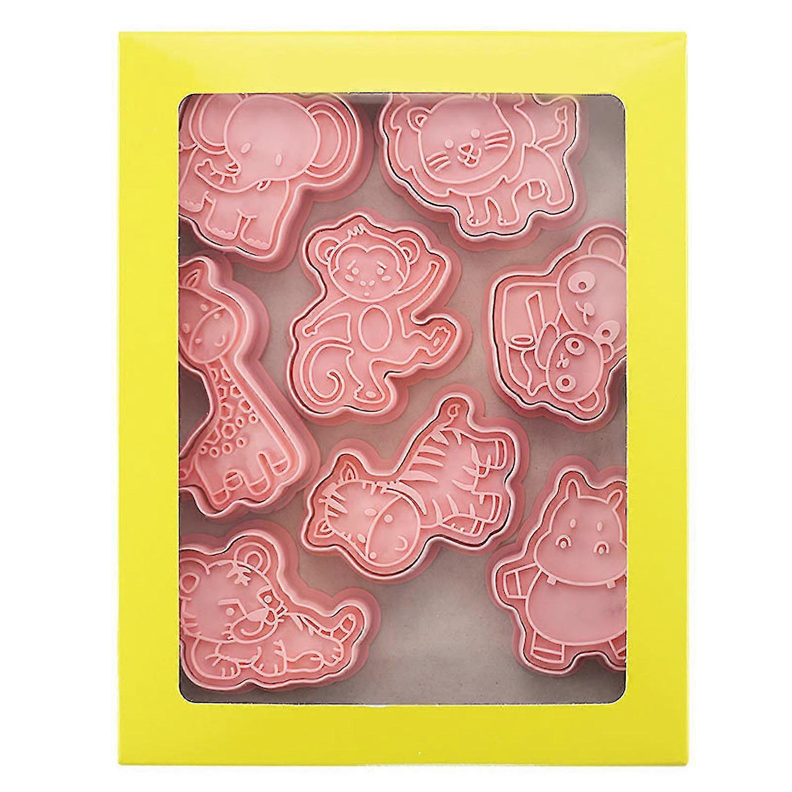 8Pcs Animal Shape Cookie Cutter Set - Food Grade Plastic Baking Mold for Cookies, Fondant, Biscuits