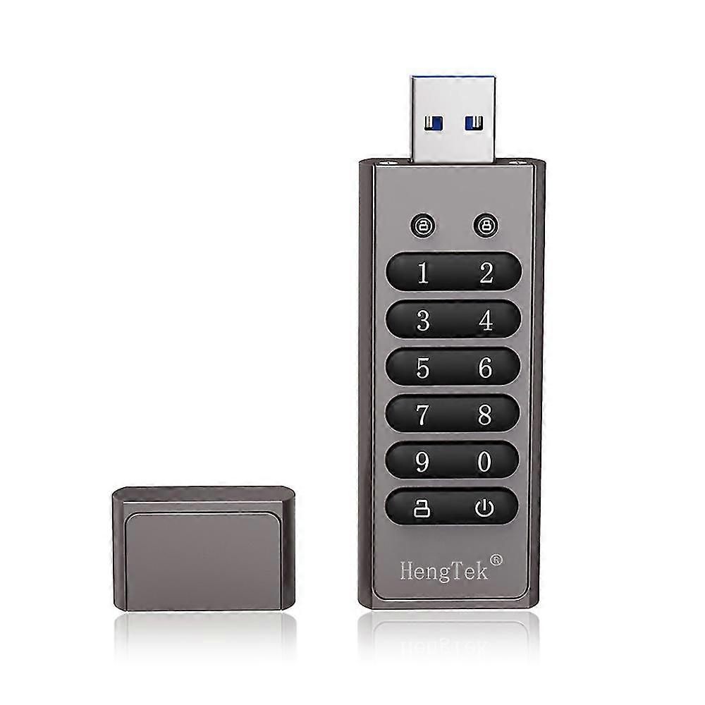 256-bit Encrypted Usb Drive Password Secure Flash Drive Usb3.0 U Disk Support Reset/wipe/auto Lock Function, Grey