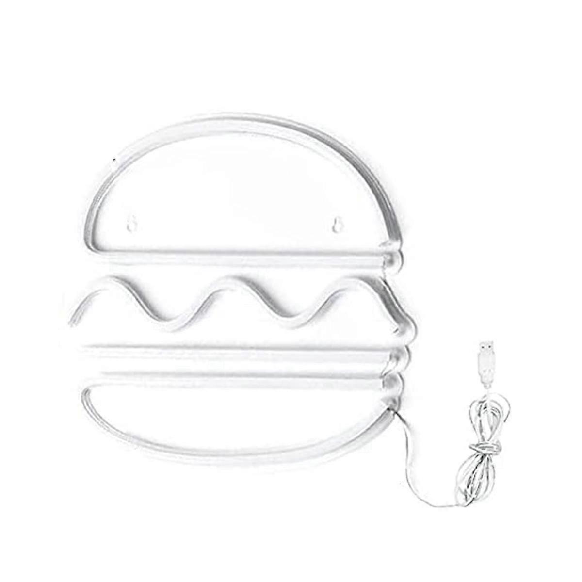 Hamburger Neon Light Neon Sign USB Powered Wall Art Light Neon Decor Home Decoration for Party Wedd