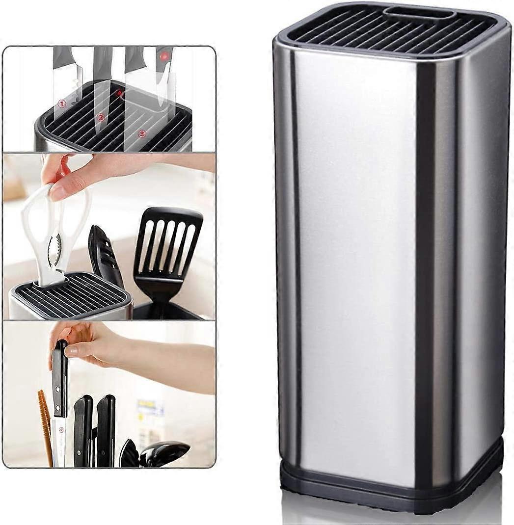 Square Stainless Steel Knife Block, Large Capacity for Heilwiy Knives and Scissors