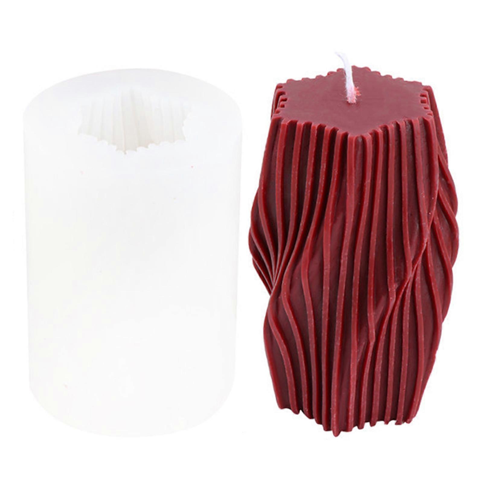 Twisted Spinning Silicone Column Candle Mold Geometric Wave Stripe