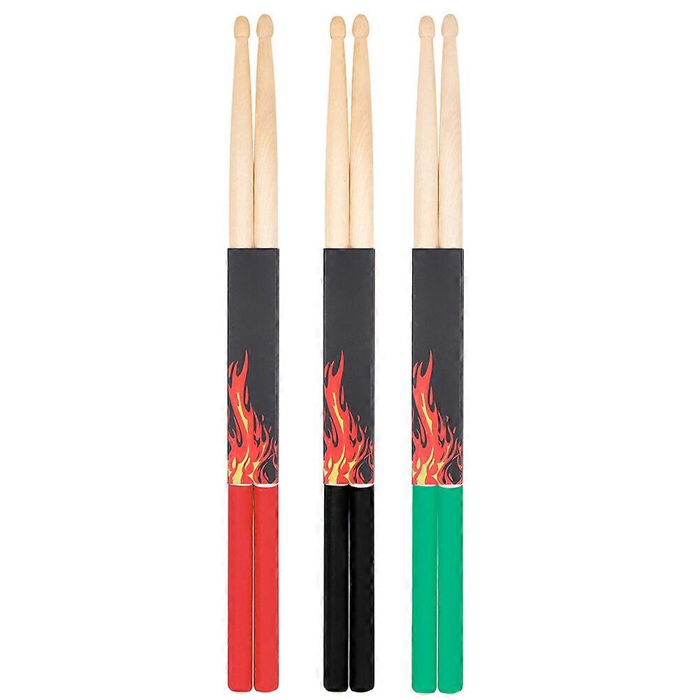 6 Pcs 5A Universal Non-slip Maple Sticks Convenient Drumsticks for Drum (Random Color)