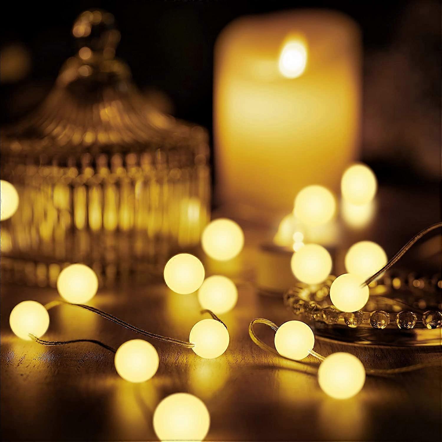 Globe String Lights for Bedroom, Christmas Decoration Ball Lights 10 Ft 30 LEDs 8 Lighting Modes