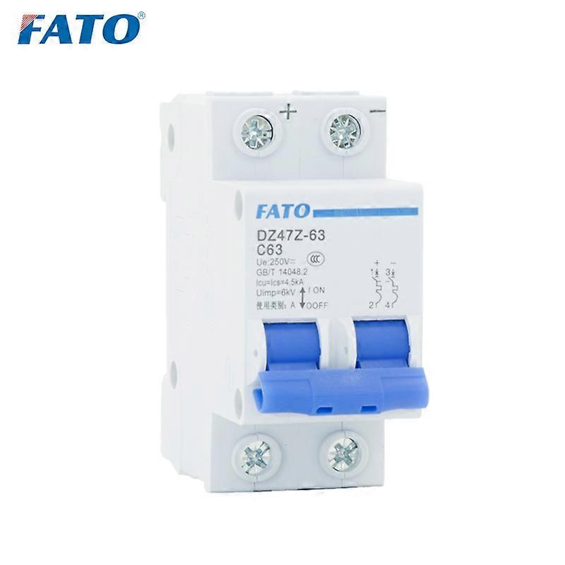 FATO MCB DC 2P 125V-750V 4.5/6KA Breaking Capacity Mini Circuit Breaker 10A 16A 20A 25A 32A 40A 63A Din Rail Fuse PV System