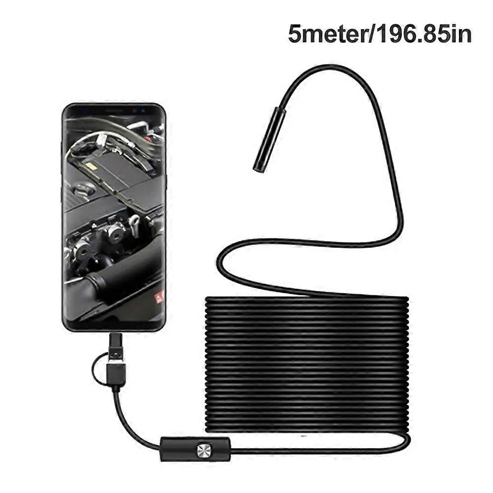 High Definition Endoscope Camera 5.5mm Caliber 1/3.5/5m hard cable 3 in 1 Android Endoscope IP67 Waterproof Type-C Borescope USB