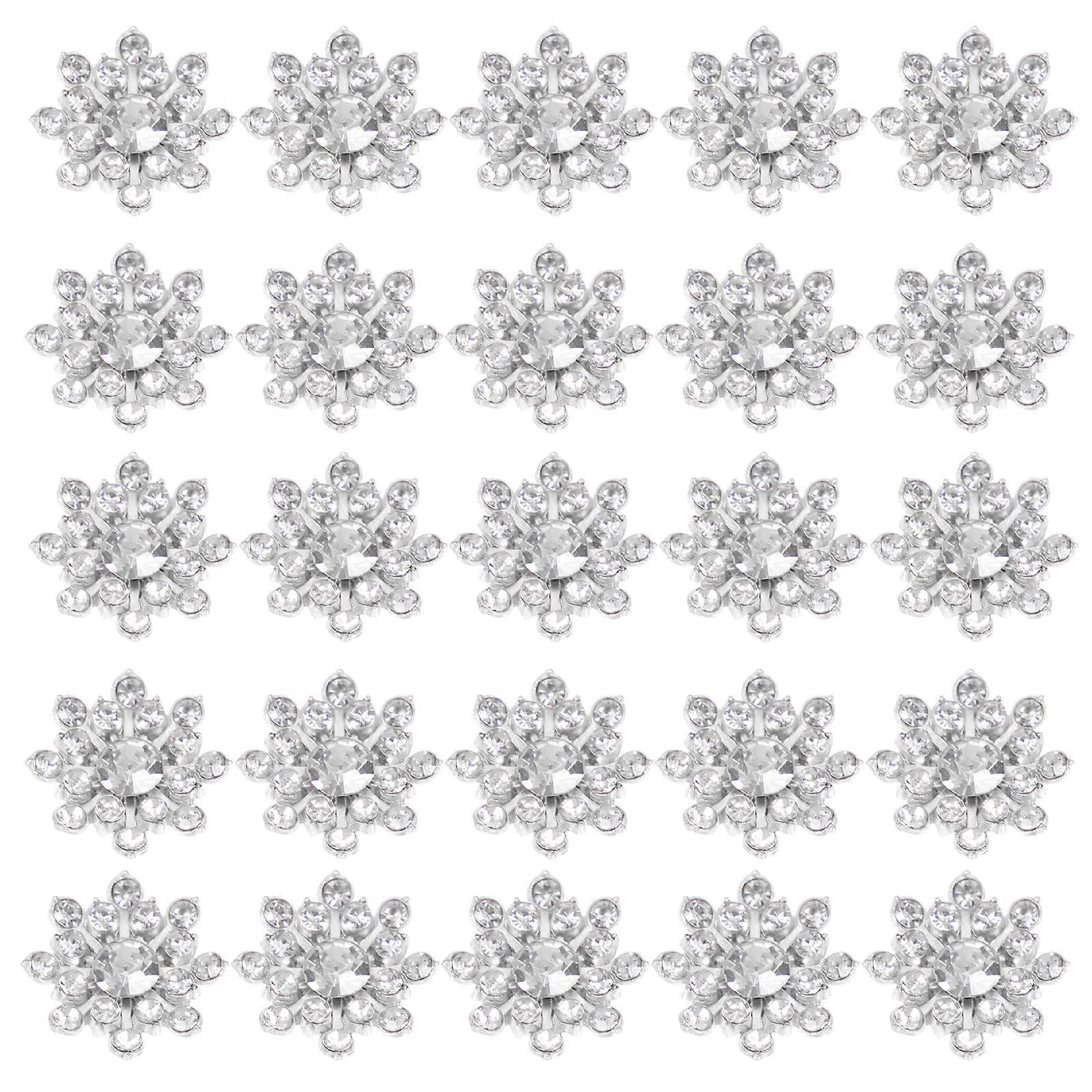 30pcs Delicate Snowflake Rhinestone? Buttons DIY Sewing Buttons Clothing Rhinestone Button Decors