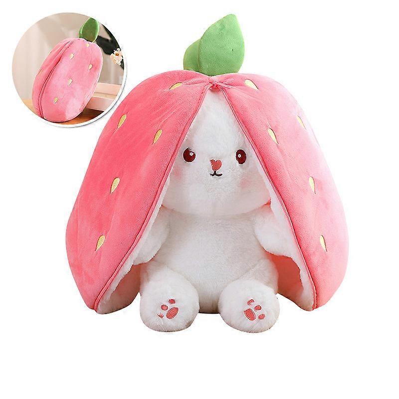 Cosplay Strawberry Carrot Rabbit Plush Toy Stuffed Creative Bag Into Fruit Transform Baby Cuddly Bunny Plushie Doll For Kid-18/25/35CM