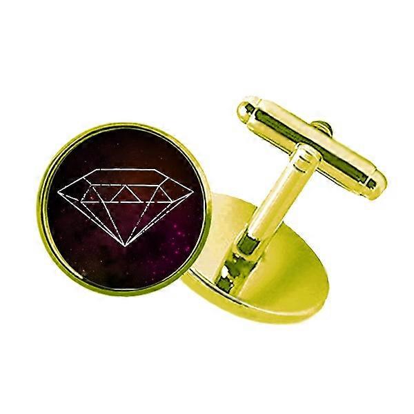 クリスタルユニバーススカイファンタジーレッドスタッズドビジネスメタルカフリンクスゴールデン