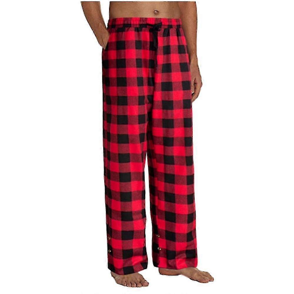 Herren Pyjamahose Weihnachten Karierte Pyjamahose mit Taschen Schlafhose mit weitem Bein