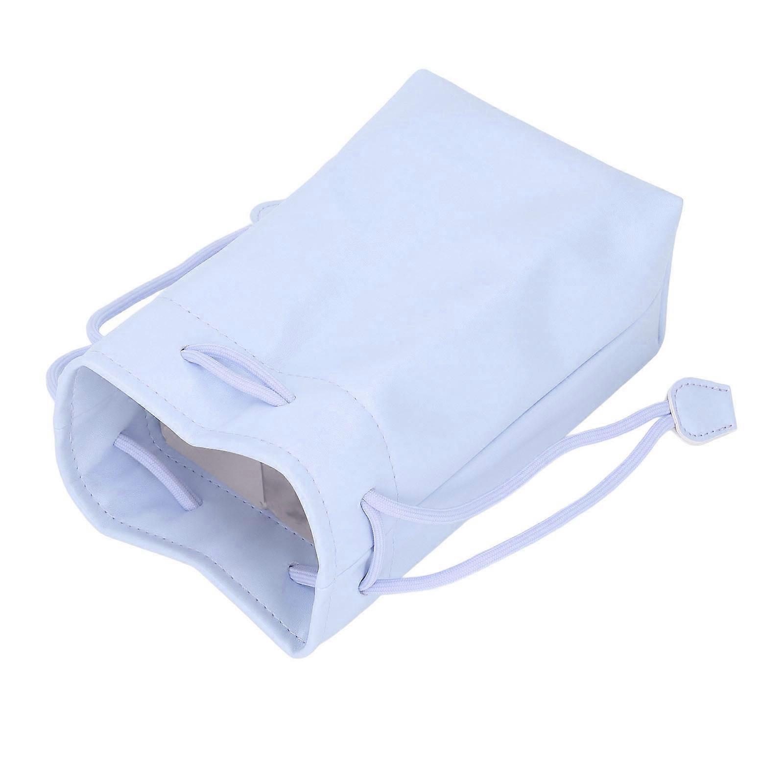 PU Leather Drawstring Pouch Bag Portable Waterproof Universal Instant Camera Film Printer Storage Organizer Blue 