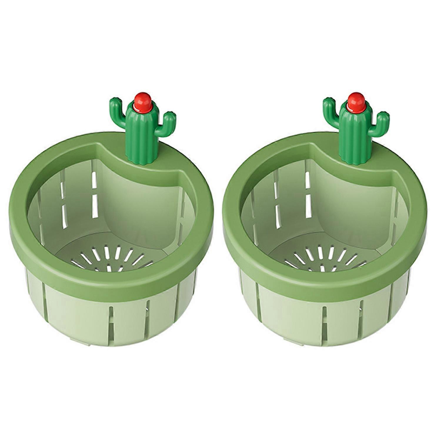 2 Pcs Kitchen Sink Strainer Multifunctional Household Cactus Strainer Press Type Automatic Dumping