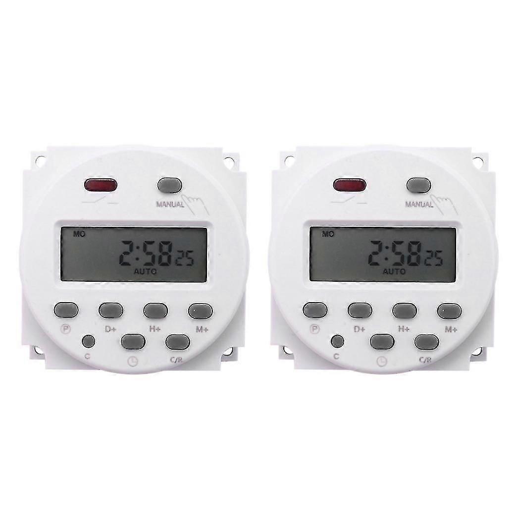 2x Nouveau Lcd Contrôle numérique Puissance Programmable Minuterie Dc 12V 16A Commutateur de relais de temps