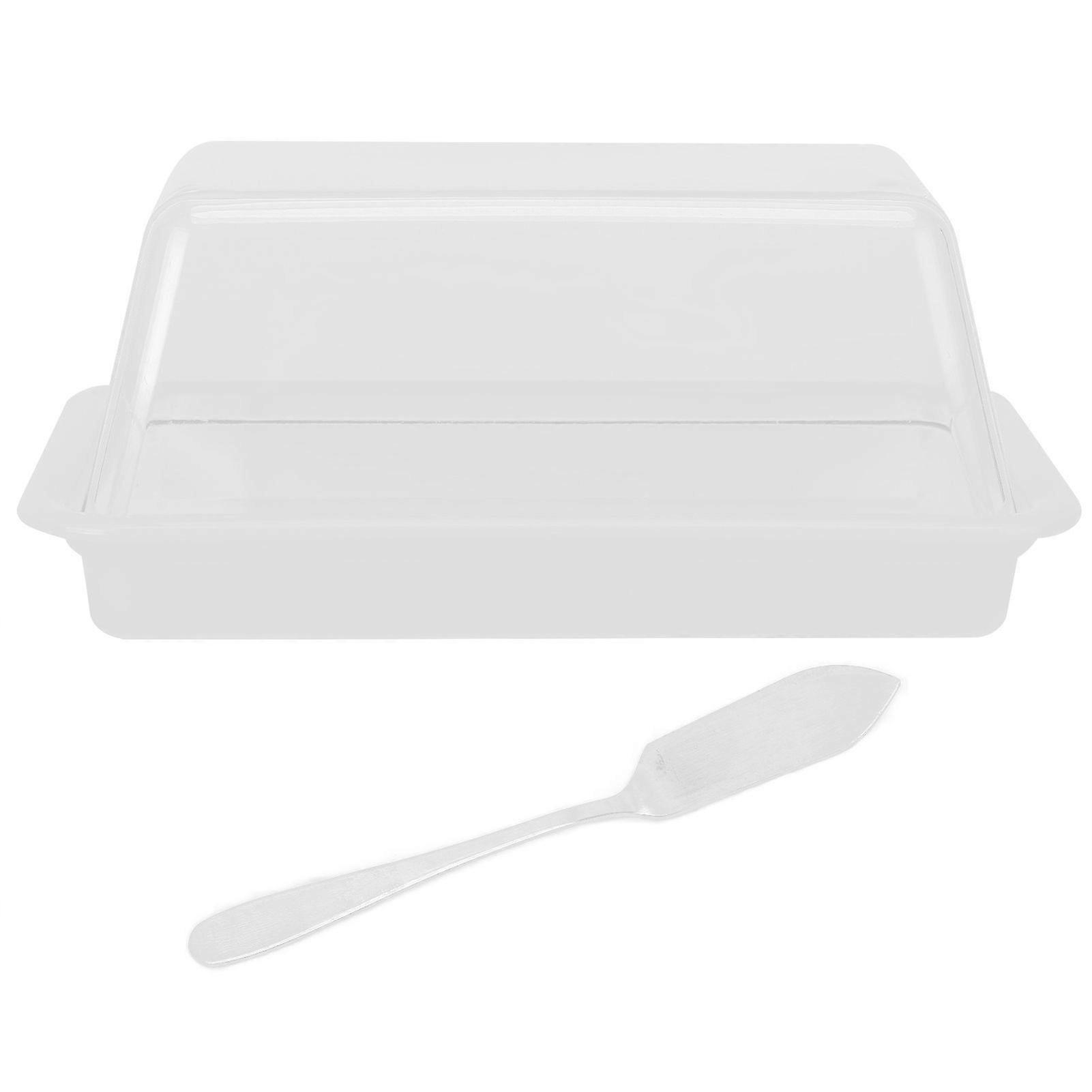 Rectangular Butter Cutting Box with Lid Portable Butter Storage Box for Home KitchenWhite