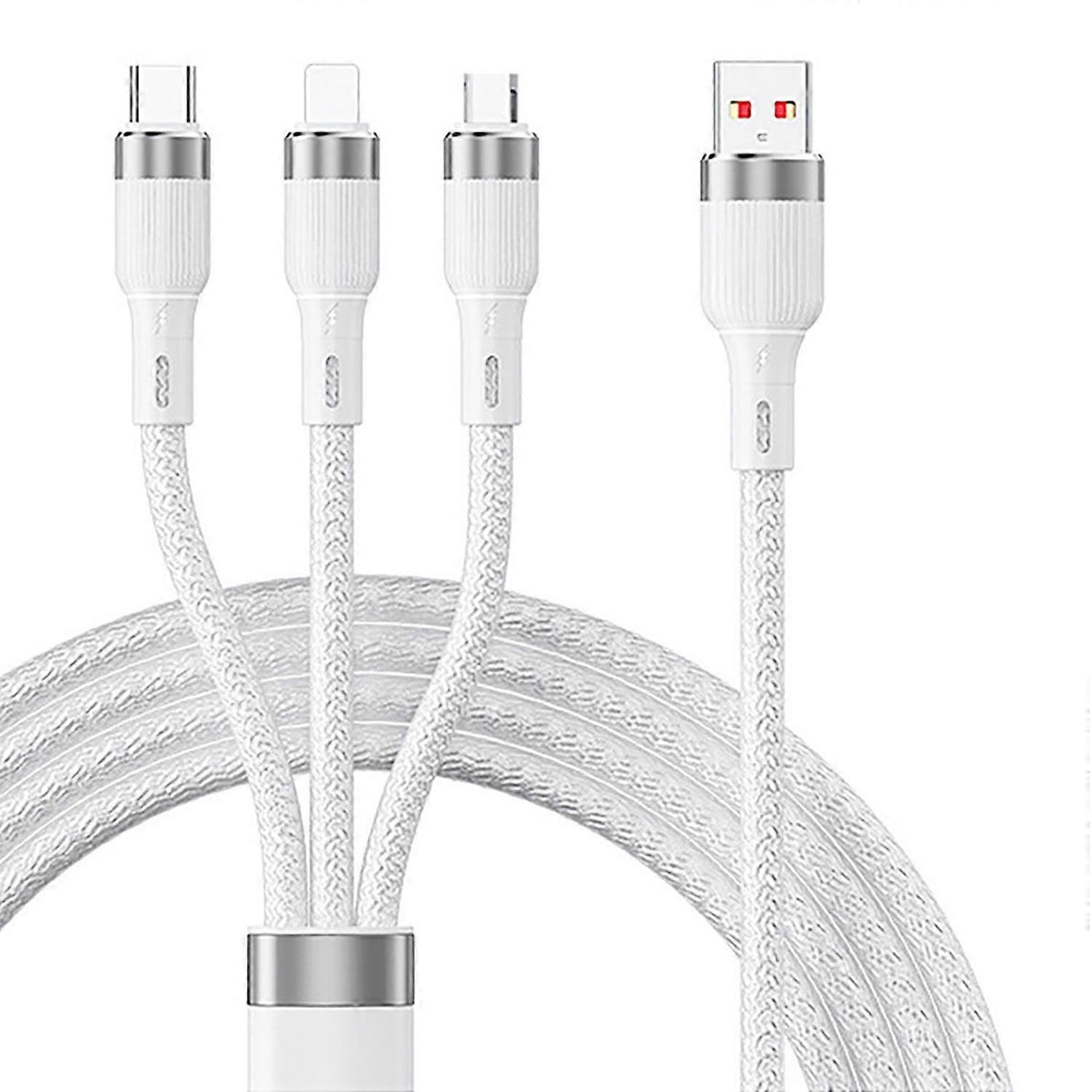 100W 3-in-1Data Cable Fast Charging 6A Max Battery Protection Type-C/Micro USB/8-Pin Efficient