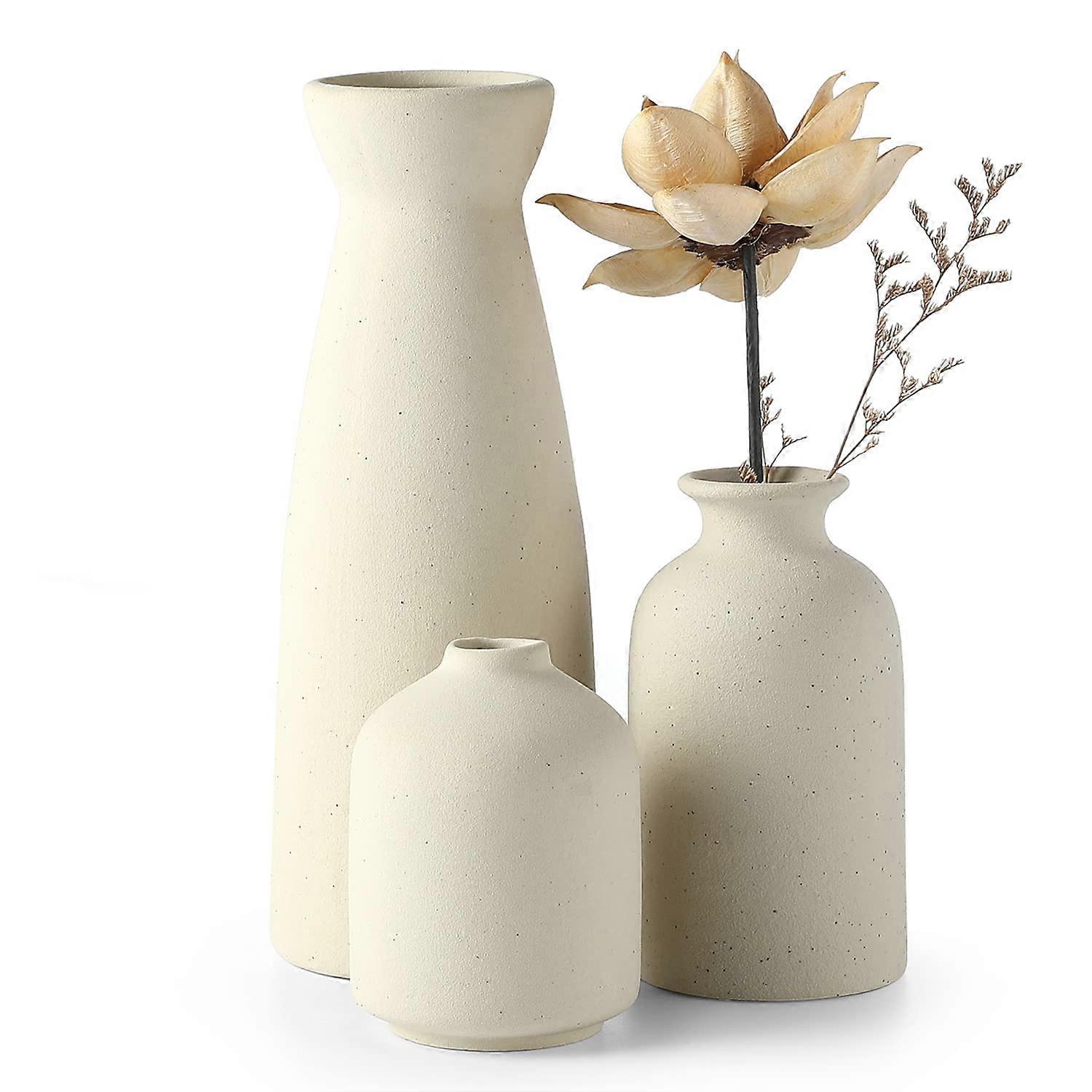 Ceramic Vase Set - 3 Small Vase(Beige)