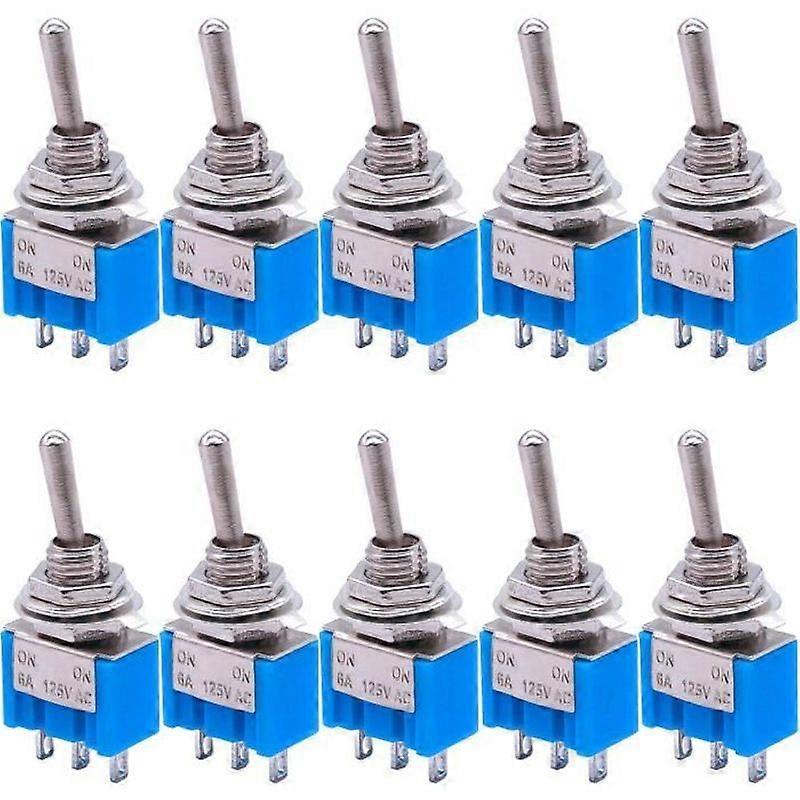 10Pcs SPDT Mini Toggle Switch 3 Pin 2 Position ON-ON Miniature Rocker Switch 6A 125V AC Toggle Switch