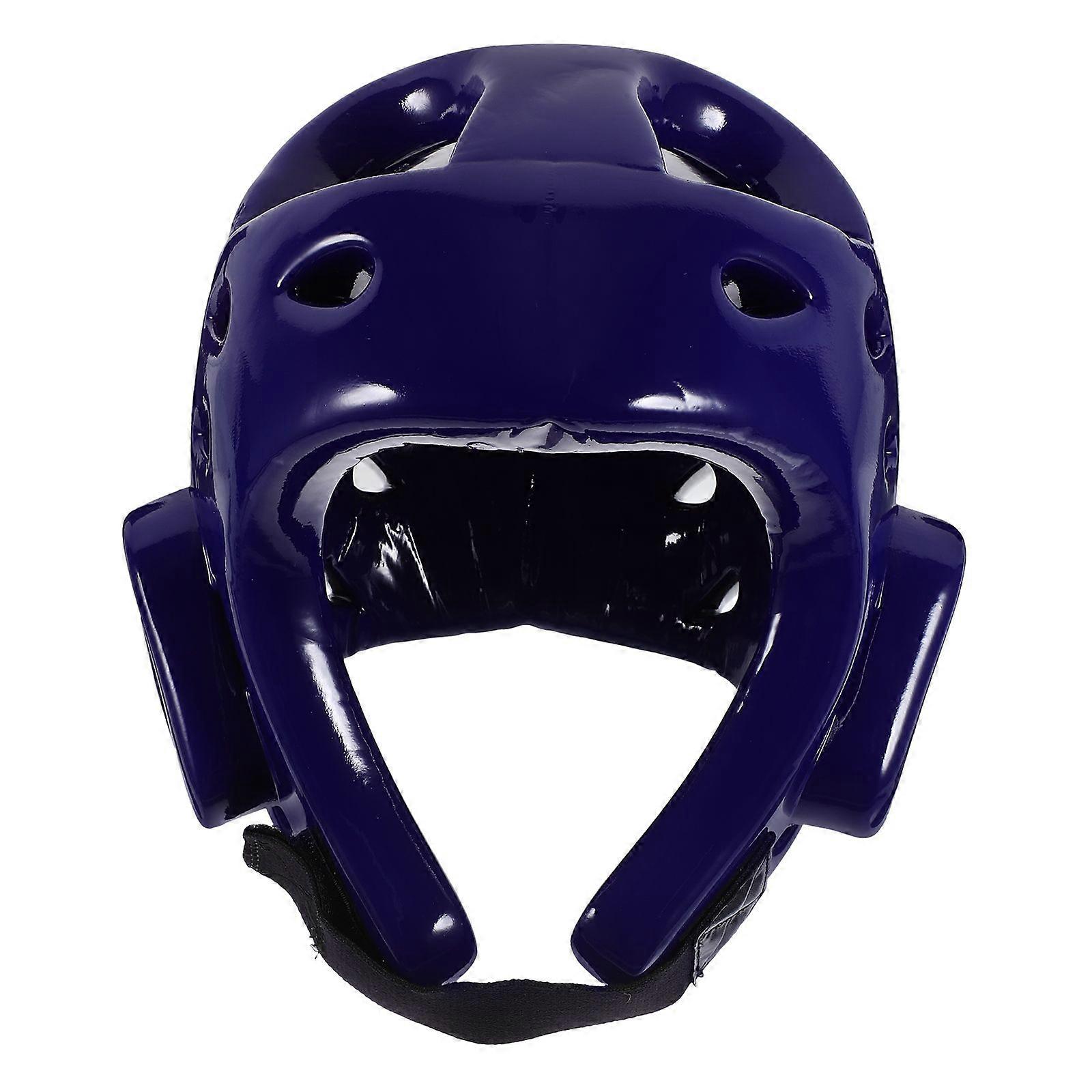 キッズスパーリングヘッドギアEVAテコンドーヘルメット吸収剤キックボクシングプレーヤーエアベントヘッドシールド-サイズS(ブルー)