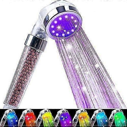 Led Shower Head, Filter Filtration High Pressure Water Saving 7 Colors Automatically No Batteries Needed Spray Handheld Showerheads 1.6 Gpm For Dry Sk
